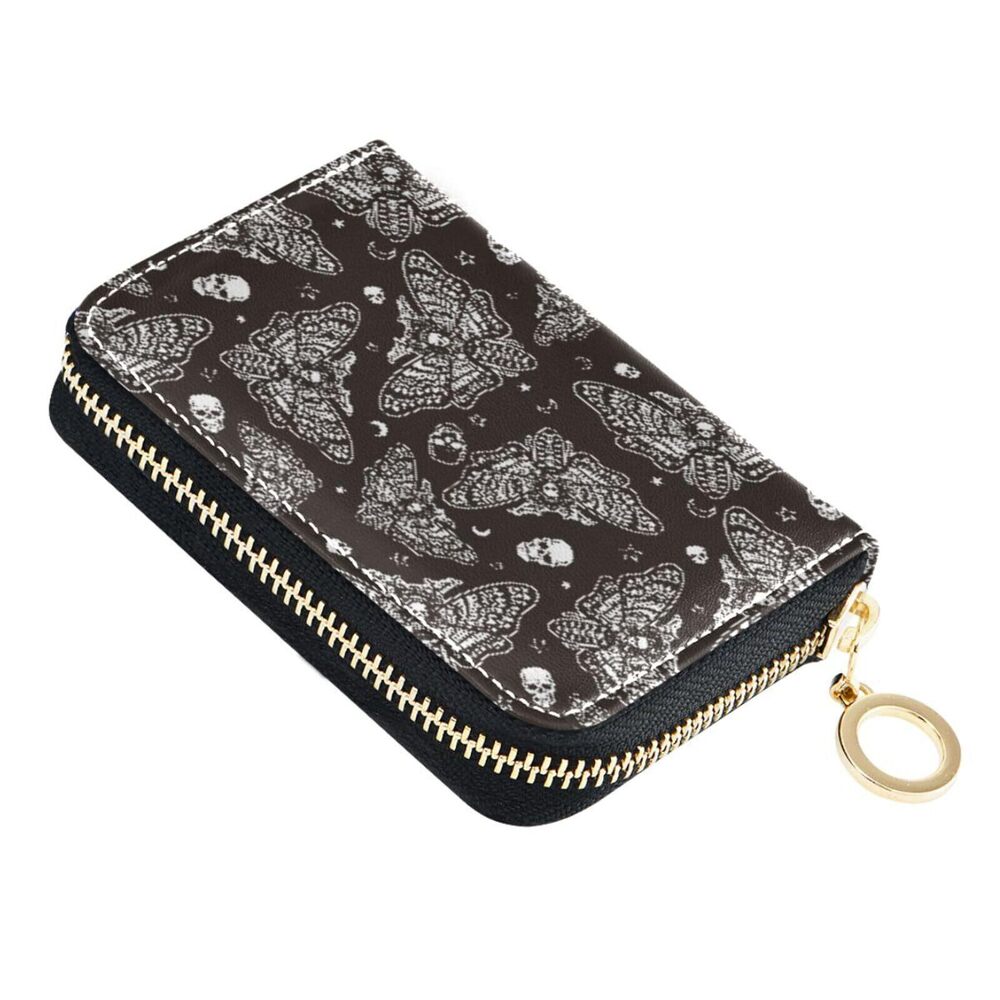 7475 RIFD Blocking Wallet Moth Skull Moon Esoteric Wallet Credit Cards